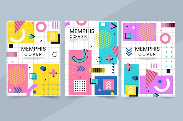 Kostenloser Vektor memphis design cover set