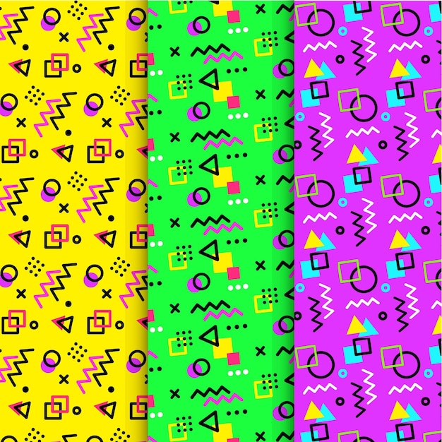 Kostenloser Vektor memphis-mustersammlungskonzept