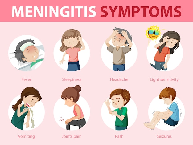 Kostenloser Vektor meningitis symptome warnzeichen infografik