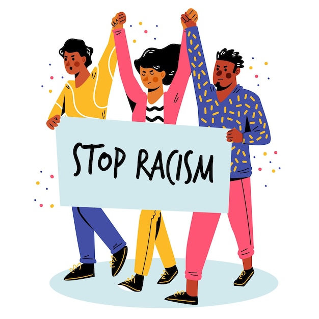 Menschen, die gemeinsam für die stop-rassismus-bewegung protestieren