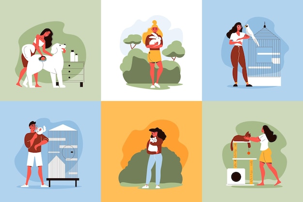 Menschen Haustiere Design-Konzept Illustration
