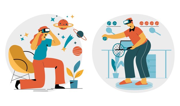Menschen mit Virtual-Reality-Brille