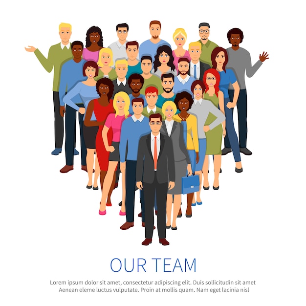 Menschenmenge Professionelle Leute Team Flat Poster