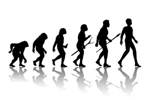 Menschliche evolution. silhouette fortschritt wachstum entwicklung.
