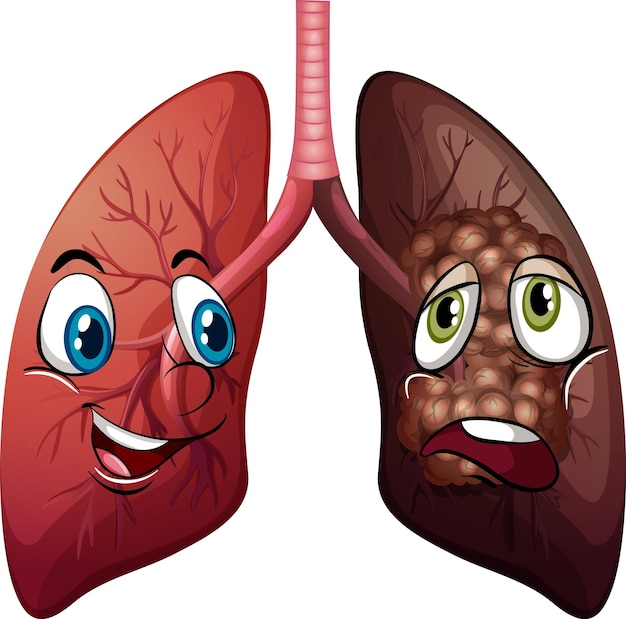 Kostenloser Vektor menschliche lunge mit gesichtsausdruck