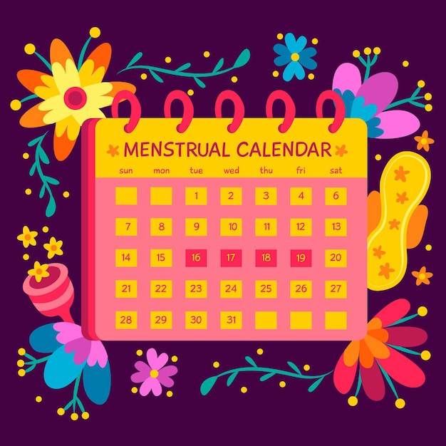 Kostenloser Vektor menstruationskalenderkonzept dargestellt