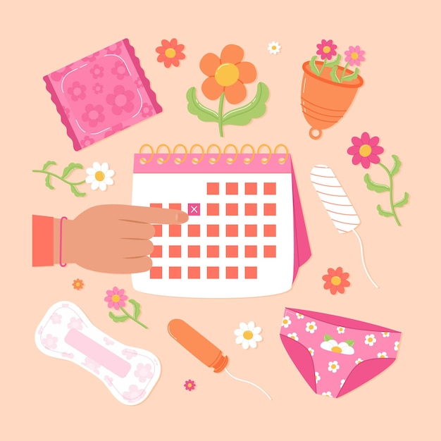 Menstruationskalenderkonzept mit girly elementen