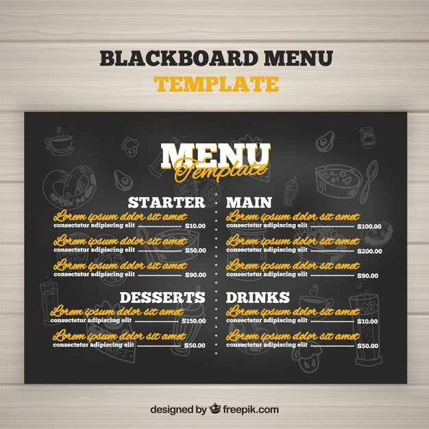 Menüvorlage in Tafel-Stil