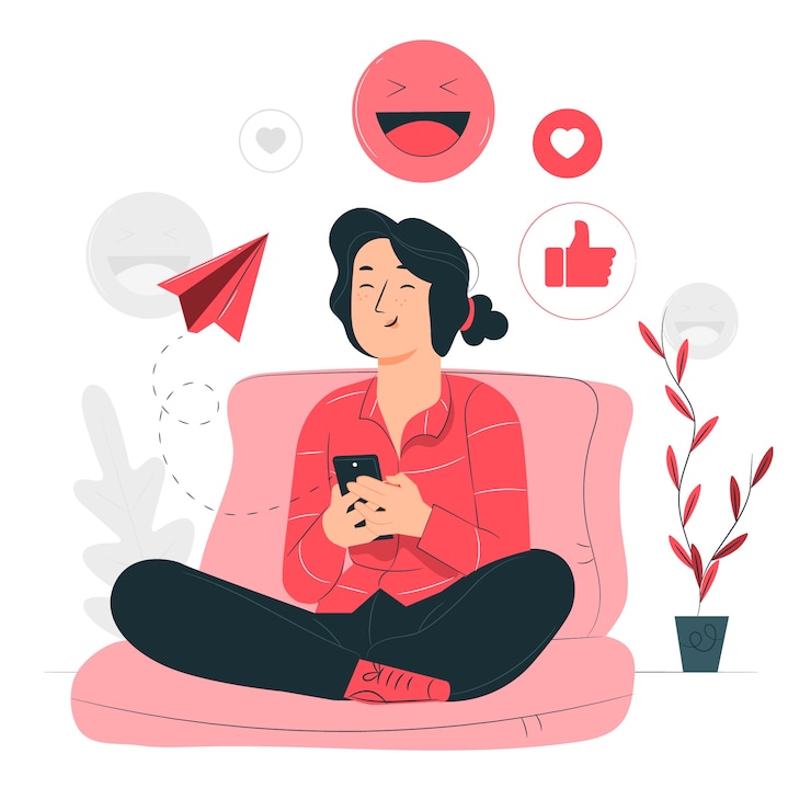 Kostenlose Vektor messaging-spaßkonzeptillustration