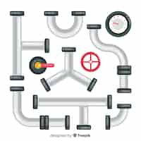 Kostenloser Vektor metallrohre mit manometer im flachen design