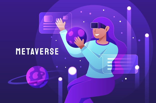 Kostenloser Vektor metaverse-hintergrund mit farbverlauf