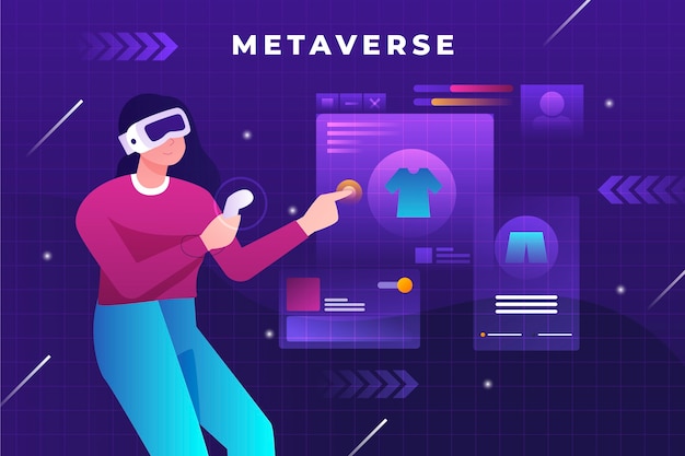 Kostenloser Vektor metaverse-hintergrund mit farbverlauf