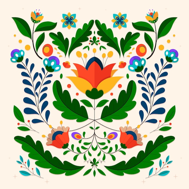 Kostenloser Vektor mexikanische stickereiillustration im flachen design