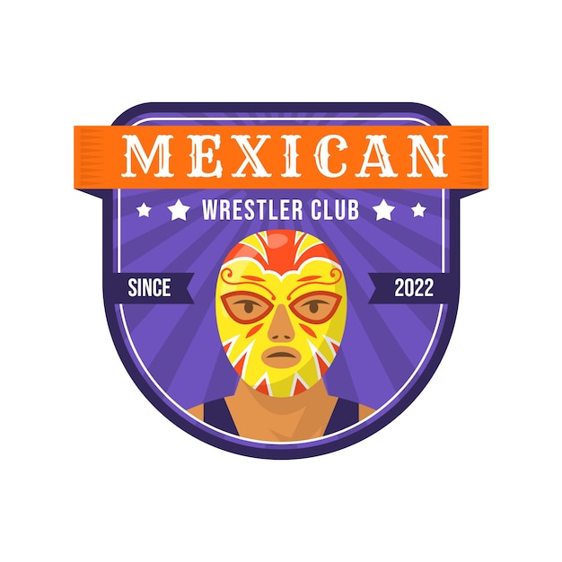 Mexikanische wrestler-logo-design-vorlage