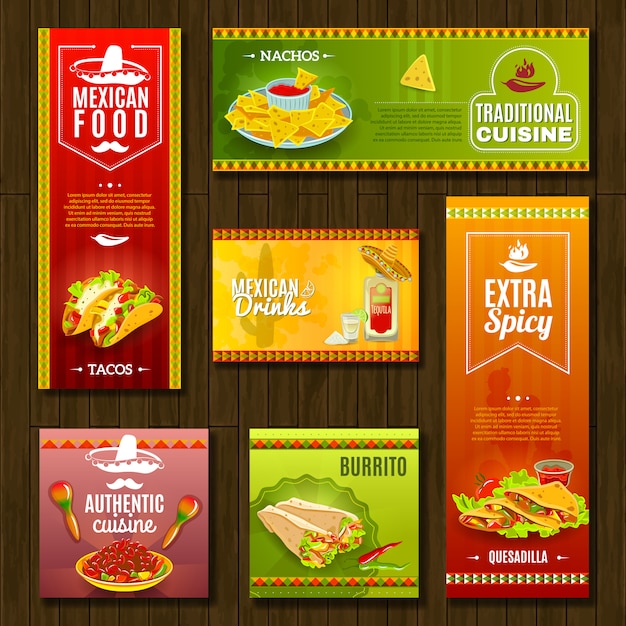 Mexikanisches essen banner set