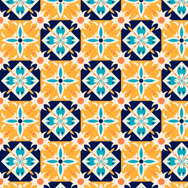 Kostenloser Vektor mexikanisches talavera-muster im flachen design