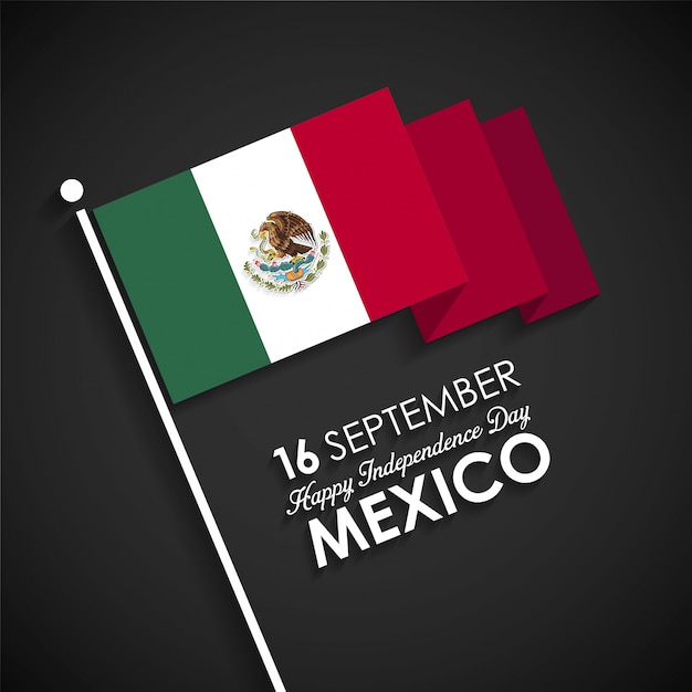 Kostenloser Vektor mexiko-flagge mit independence day text