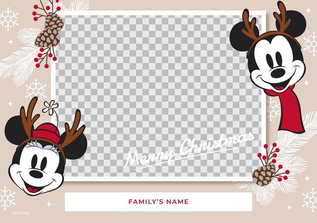 Mickey Mouse und Minnie Mouse Foto Weihnachtskarte