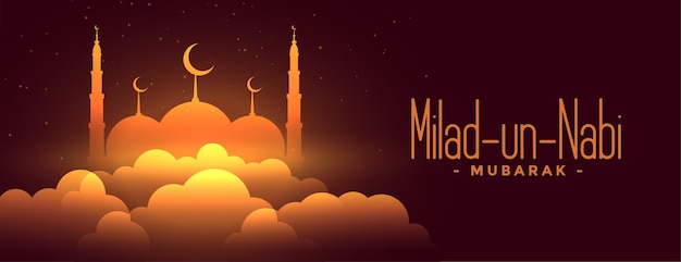 Milad un nabi glänzendes Festival leuchtendes Banner