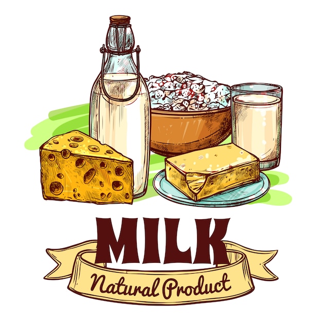 Milchprodukt-Skizzen-Konzept