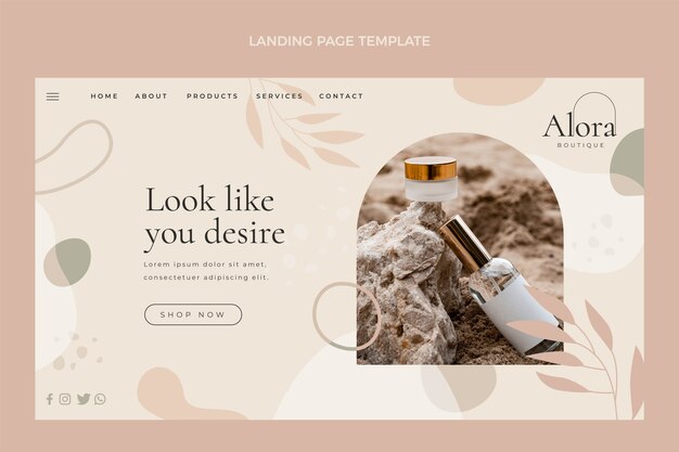 Minimale Boutique-Landing-Page-Vorlage mit flachem Design