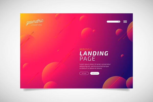 Minimale geometrische Landingpage mit Farbverlauf