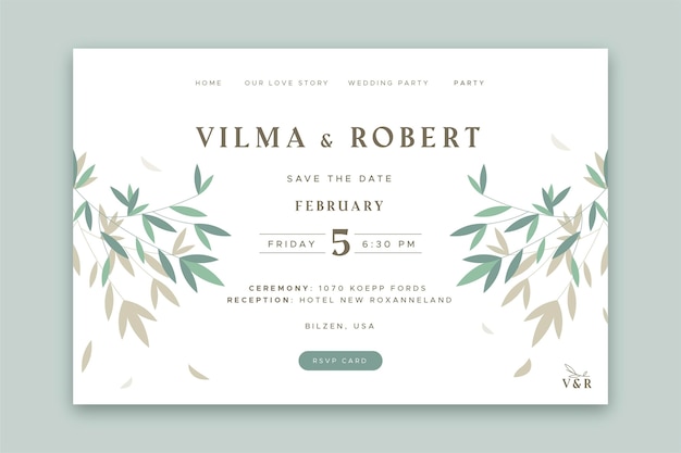 Minimale hochzeit landing page