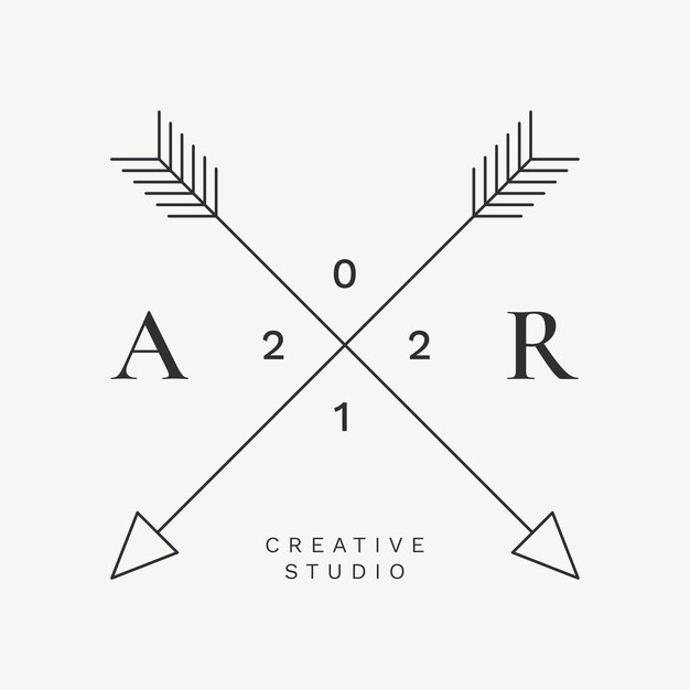 Minimale kreative Logovorlage, schwarzer Kreuzpfeil, professionelle Business-Branding-Vektorgrafik