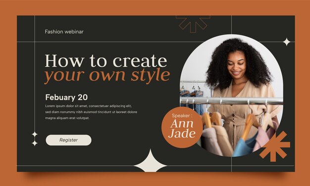Kostenloser Vektor minimale webinar-vorlage für modestylisten