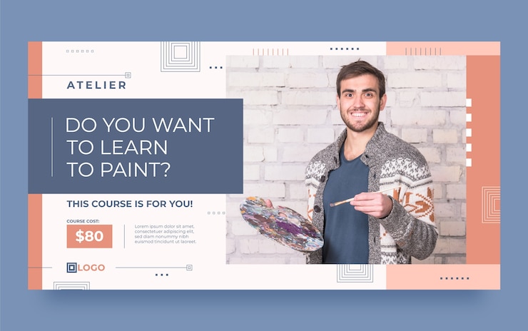 Kostenlose Vektor minimaler malatelier-facebook-post