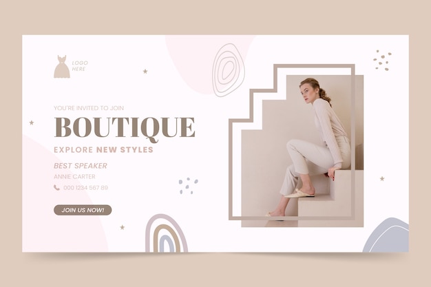Kostenloser Vektor minimales boutique-webinar mit flachem design