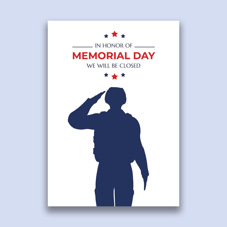 Kostenlose Vektor minimalist geschlossen für memorial day poster