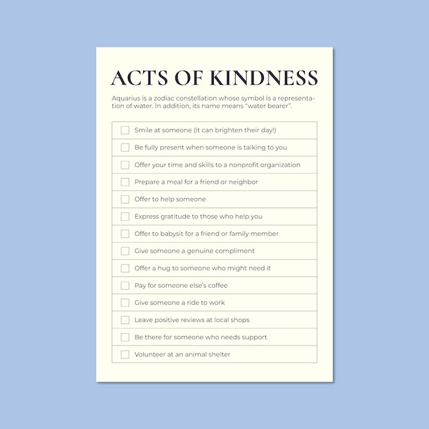 Minimalistische Checkliste für freundliche Taten
