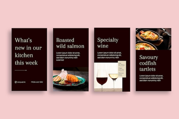 Kostenloser Vektor minimalistische exquisite restaurant-instagram-geschichte