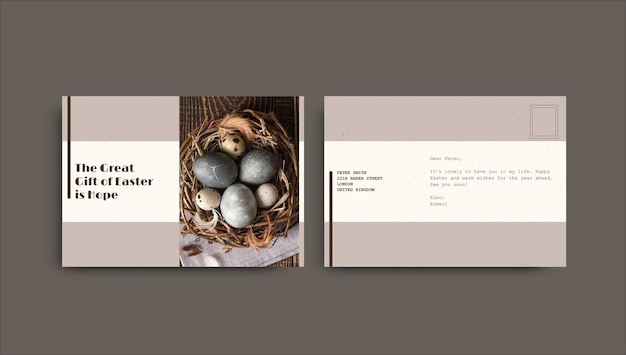 Kostenloser Vektor minimalistische vintage ostern postkarte vorlage