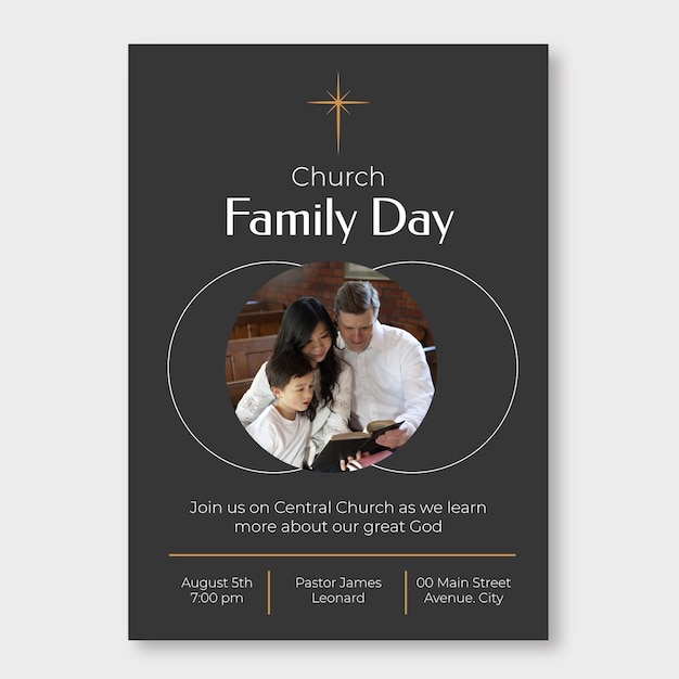 Kostenloser Vektor minimalistischer flyer zum familientag der kirche