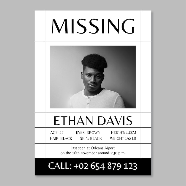 Minimalistisches ethan davis-missing-poster