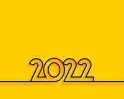 Kostenloser Vektor minimalistisches, gelbes neujahrskartendesign im stil der linie 2022