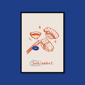 Minimalistisches handgezeichnetes essensplakat für die wandkunstsammlung