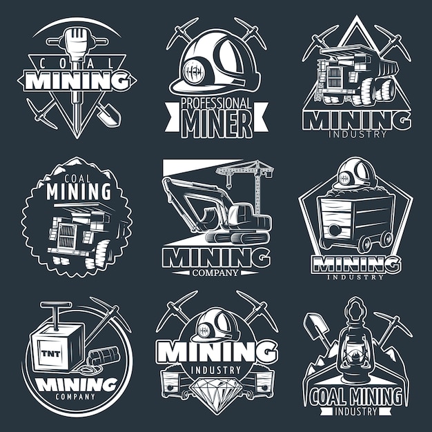 Kostenloser Vektor mining company logo set