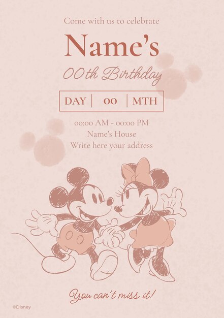 Minnie Mouse Pink und Gold Einladung