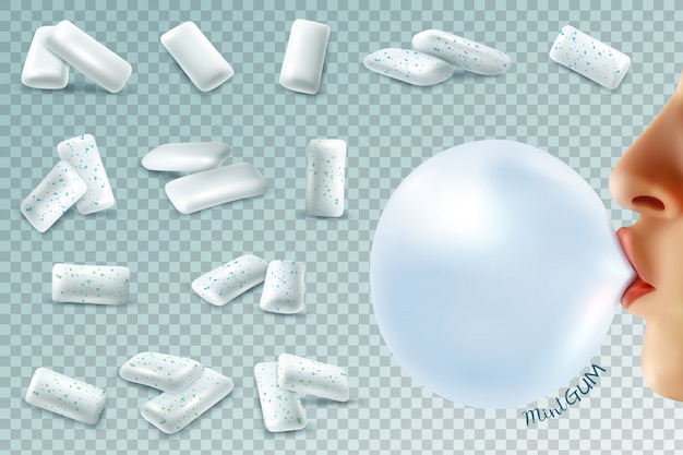 Minze bubblegum realistische set