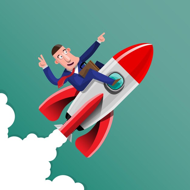 Mit guten Ideen Geschäfte machen Es ist, als hätte man eine Rakete klar und schnell aufs Ziel gerichtet. Illustration im 3D-Stil