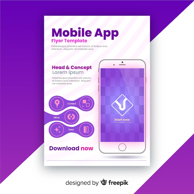Kostenloser Vektor mobile app-flyer-vorlage