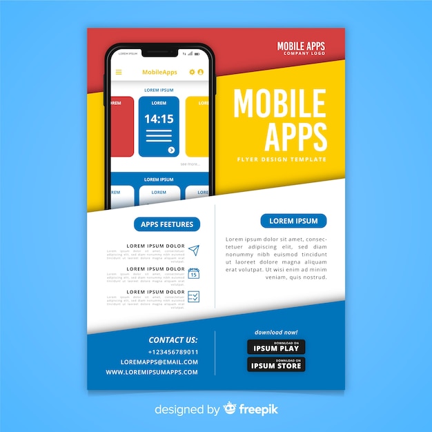 Kostenloser Vektor mobile app-flyer-vorlage