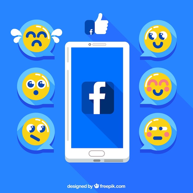 Mobile hintergrund mit facebook emoticons in flachen design