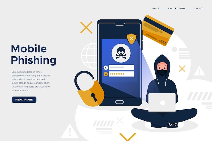 Kostenlose Vektor mobile phishing-landingpage