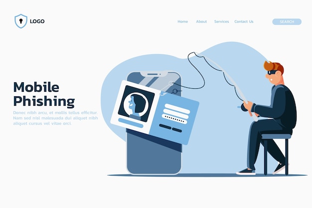 Kostenloser Vektor mobile phishing-landingpage