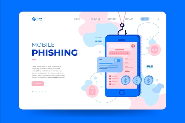 Kostenloser Vektor mobile phishing-landingpage