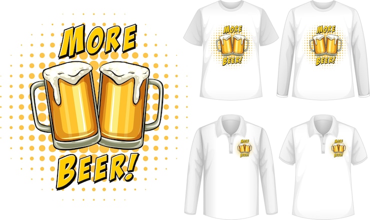 Kostenlose Vektor mock-up-shirt mit bier-logo